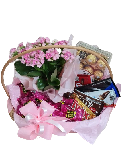 Cesta com Flores e Chocolates