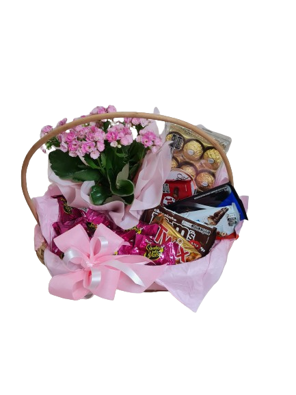 Cesta com Flores e Chocolates