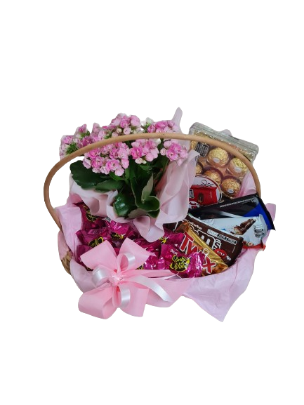 Cesta com Flores e Chocolates