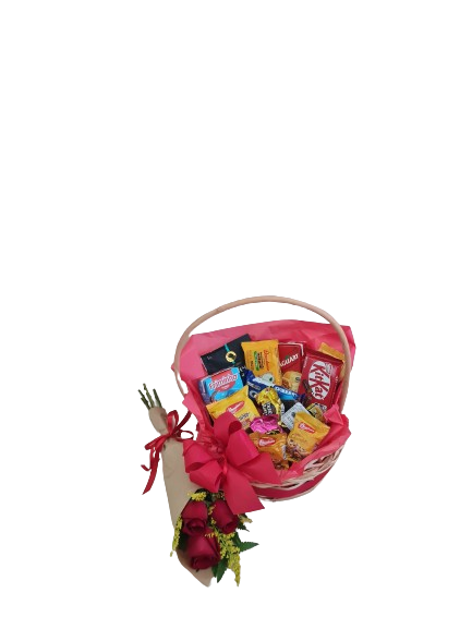 Cesta de caf� Suave com rosas