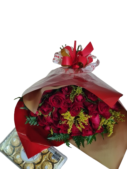 Buqu� 36 rosas vermelhas Francis com chocolate