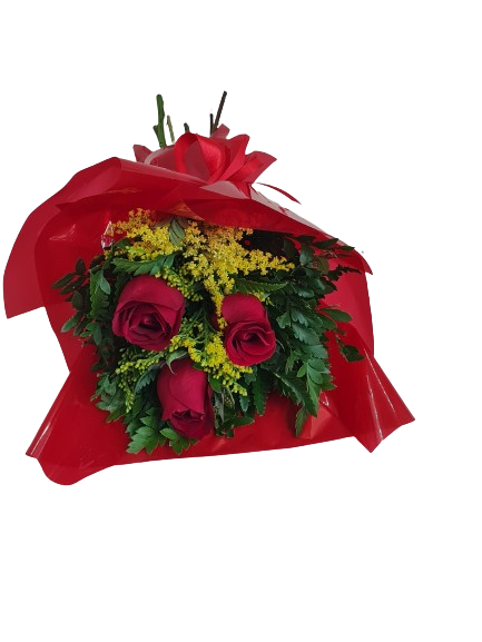 Buqu� de 3 rosas vermelhas