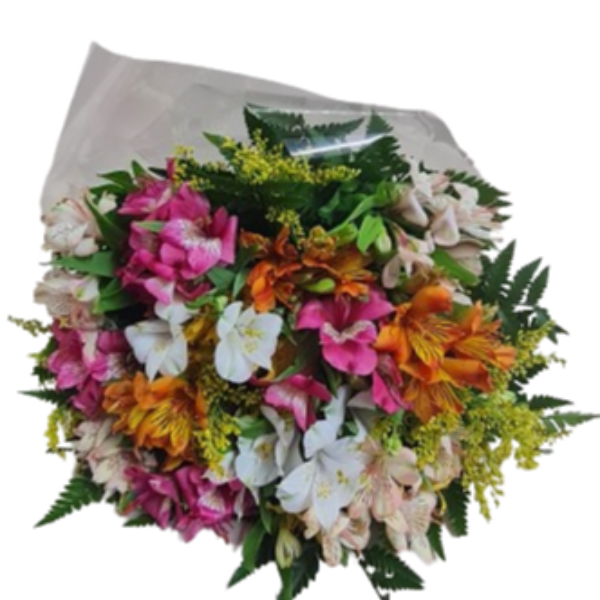Buqu� com 10 alstroem�rias coloridas Gi