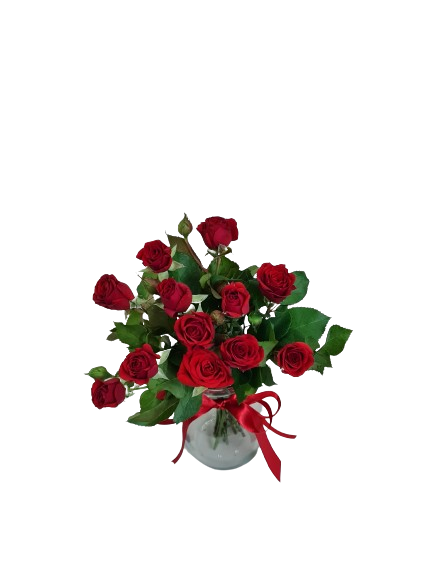 Vaso de mini rosas vermelhas