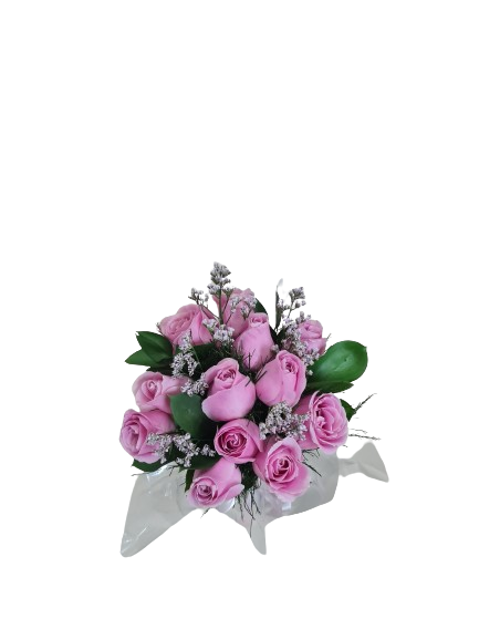Vaso com 8 rosas lilas