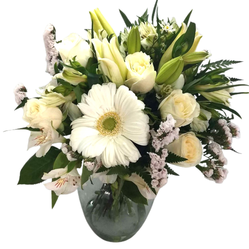 Buqu� de flores Brancas no vaso