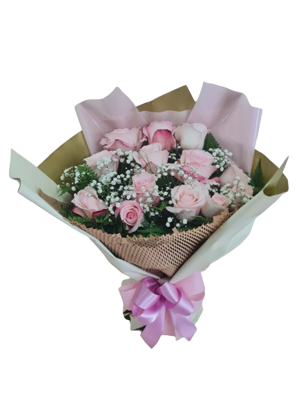 Buqu� Elegante com 15 rosas rosadas