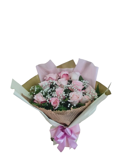 Buqu� Elegante com 15 rosas rosadas