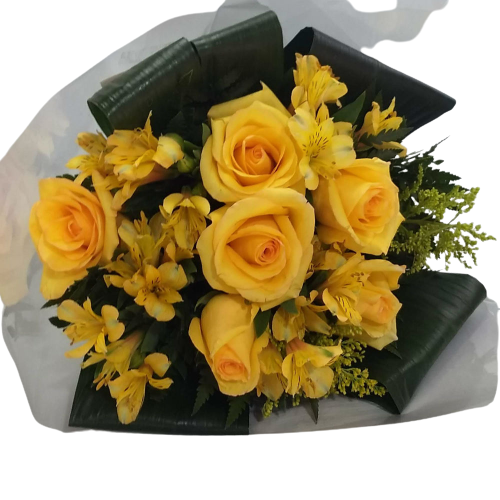 Buqu� de rosas e altroemerias