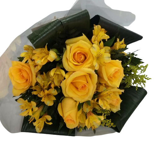 Buqu� de rosas e altroemerias