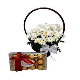 Cesta margarida com chocolate 