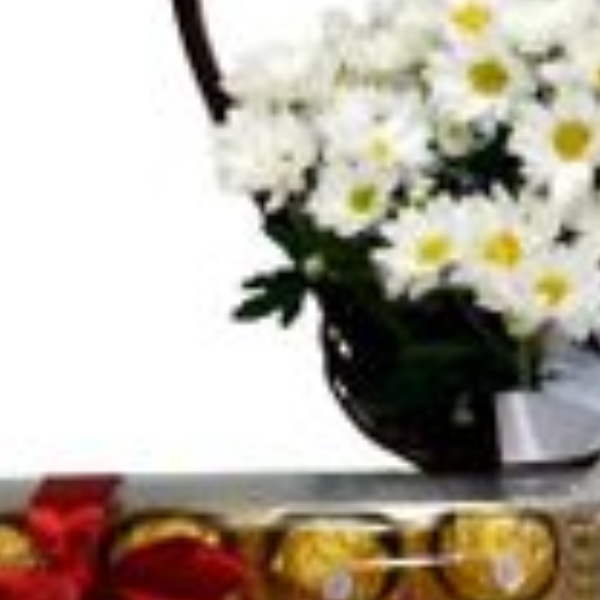 Cesta margarida com chocolate 