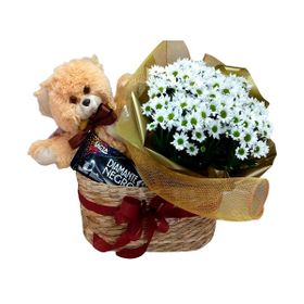 Cesto com pel�cia Jardim Branco